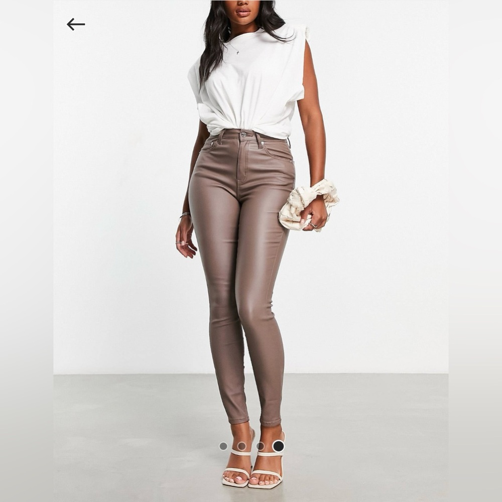 Ultimate skinny jeans in coated taupe